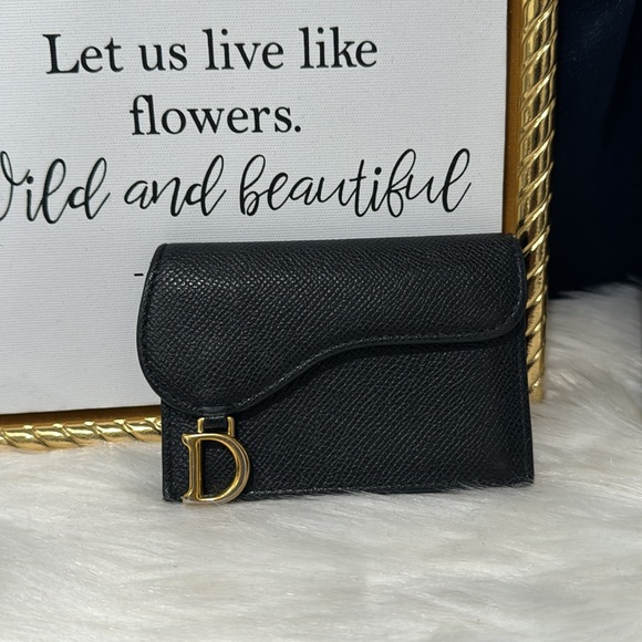 🖤Dior Saddle Bloom Card Holder Black Goatskin - Picture 7 of 17